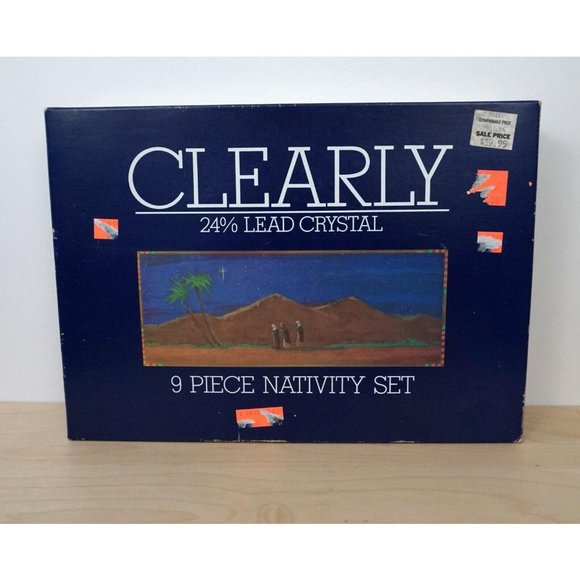 CLEARLY Christmas 9 Piece 24% Lead Crystal Nativity Set - Picture 2 of 6